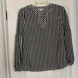 Black and White Striped Blouse ladies small